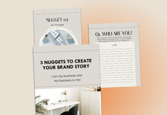 3 Nuggets To Create Your Own Brand Story fillable branding workbook. 
